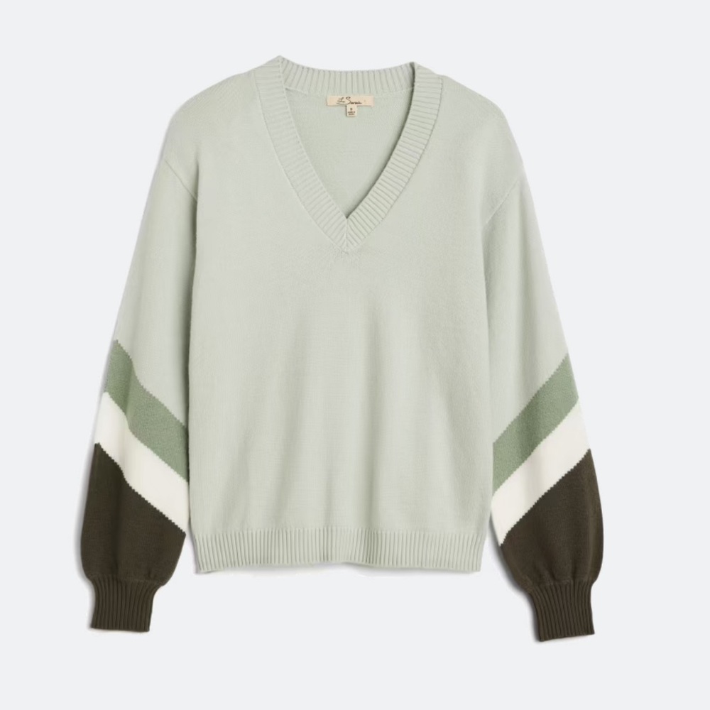 Les Serein Sebastian’s V-Neck Color Block Sweater pale green . NWT.  Size XL